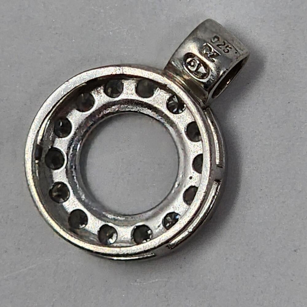 Sterling Silver 925 Round CZ Necklace Pendant - Picture 3 of 5
